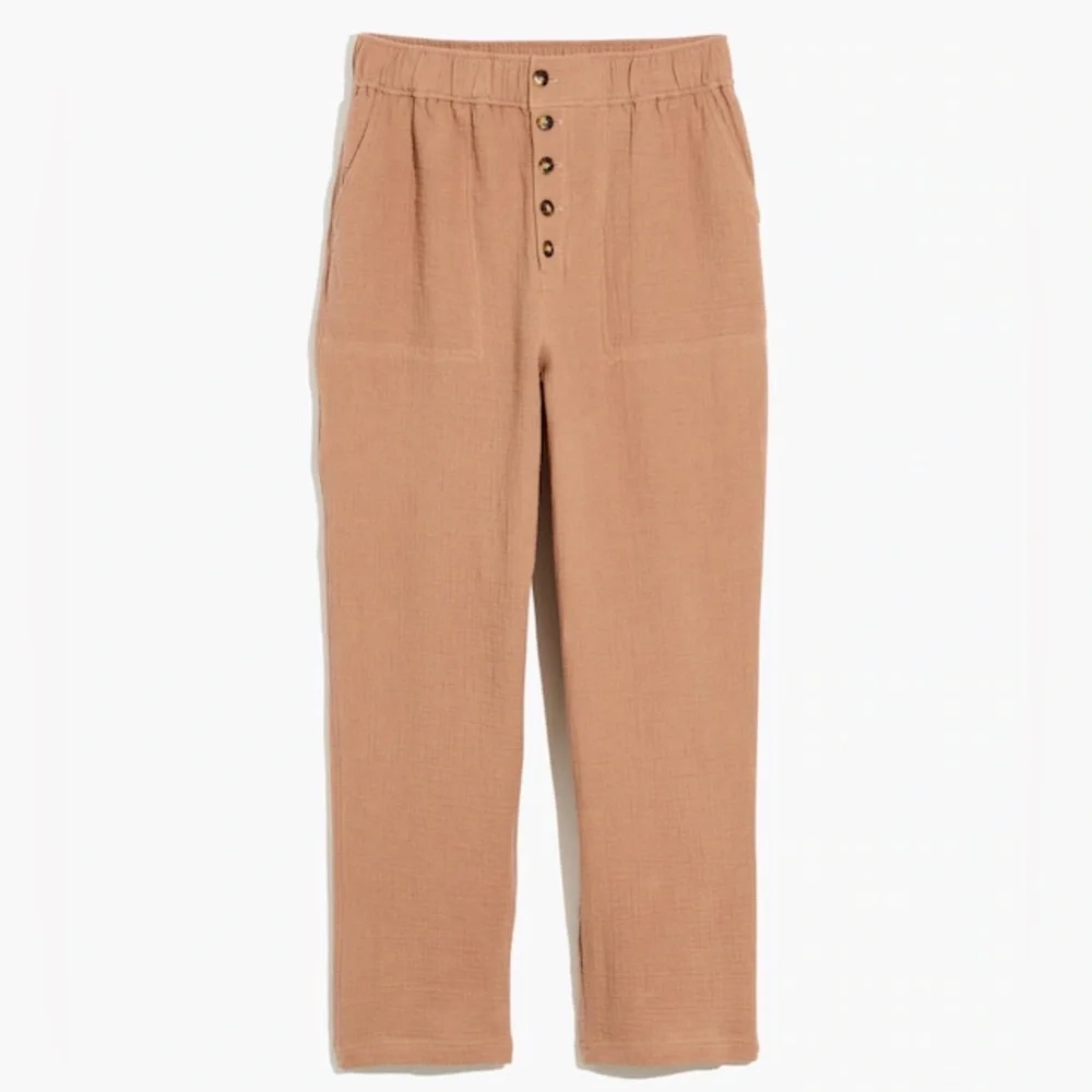 Madewell Plus Cotton-Linen Pull-On High-Rise Tapered Pants Button-Front Edition - Picture 3 of 11